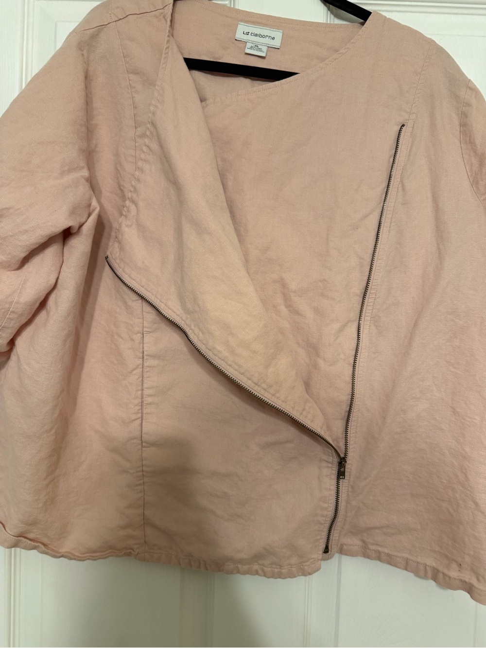 Liz Claiborne Dusty Pink Asymmetrical Zip Utility Jacket - Picture 3 of 7